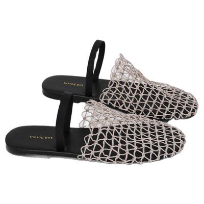 row家小众镂空网面包头拖鞋女