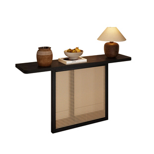 中古风实木橡木玄关桌子长条几家用靠墙条案装饰中式走廊入户案台