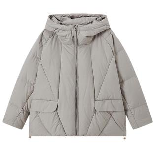 流石男装连帽简约短款羽绒服2025年冬季新款男士轻盈加厚面包外套