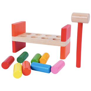 早教儿童锤盒小锤子敲球打桩台木质小锤教具敲打玩具蒙氏敲敲乐锤