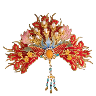 新款秀禾服新娘头饰明制汉服发冠汉婚凤冠中式婚礼结婚发饰品苏绣