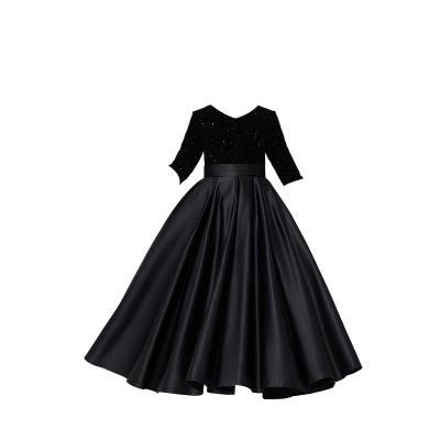 女童黑色礼服裙轻奢小众高端