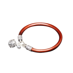 S925纯银西藏鸡血藤手镯精品无节花千骨同款宫铃抖音八卦手镯5粗+