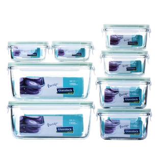 glasslock进口耐热钢化玻璃保鲜盒微波炉加热密封饭盒冰箱冷冻盒