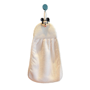 珊瑚绒擦手巾洗手巾大号挂钩式可爱卡通造型吸水速干厨房毛巾手帕