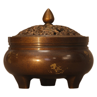 纯铜宣德炉家用室内香薰炉中式复古香炉沉香檀香盘香炉茶道摆件