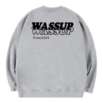 WASSUP字母叠影重磅圆领卫衣