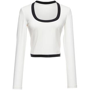 OBEG欧碧倩U领修身t恤打底衫秋小性感长袖上衣女外穿10461046