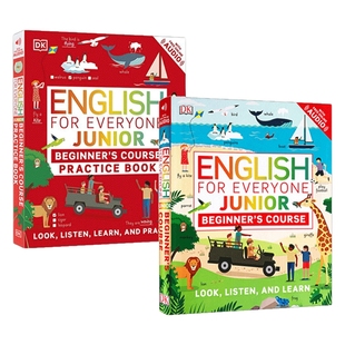 英文原版 English for Everyone Junior Beginner's Course 人人学英语低幼版教材练习册2册合售 DK新视觉 英语学习带插图进口书