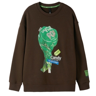 U/TI深咖啡色甜酷童趣糖果印花卫衣女百搭潮上衣尤缇时尚春季新款