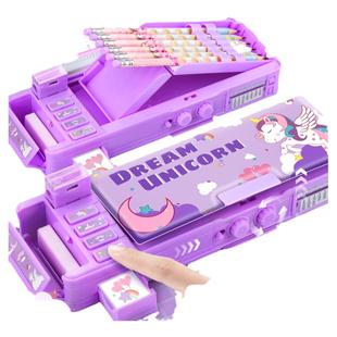 儿童多功能文具盒女孩款密码带锁双面高科技小学生一年级网红2025超火笔袋塑料双层大容量幼儿园高颜值机关