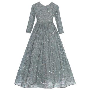 儿童晚礼服高端小主持人钢琴演出服走秀女童生日公主裙长袖秋冬款