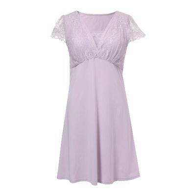 带胸垫蕾丝睡裙MsShe大码女装