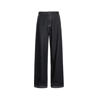 ESAT复古明线设计直筒阔腿牛仔长裤