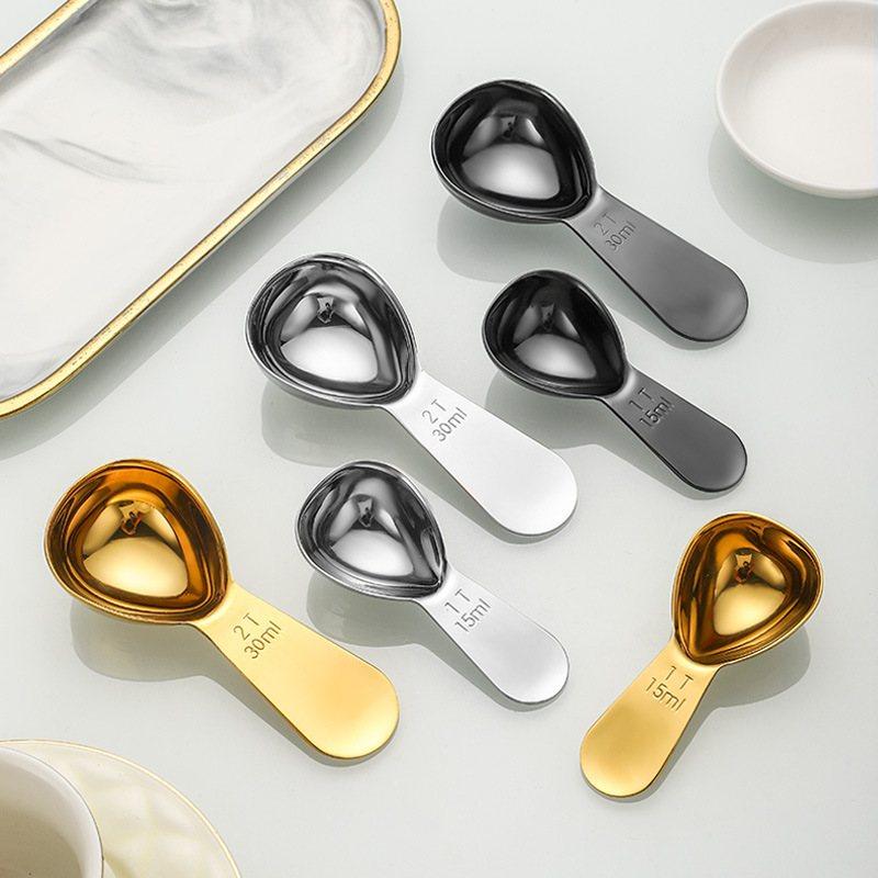 304不锈钢咖啡豆量勺粉末烘焙勺刻度奶粉勺勺茶叶15ml30ml带工具