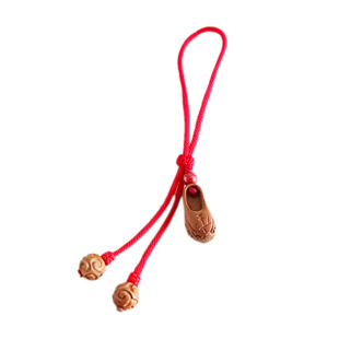 防小人本命年红绳桃木虎头鞋脚链女款手工编织脚腕红色过年货饰品