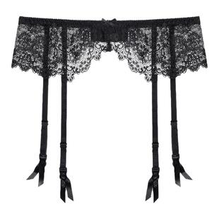 性感黑色蕾丝吊袜带长筒过膝超薄腿环欧美丝袜防滑大码袜夹三件套