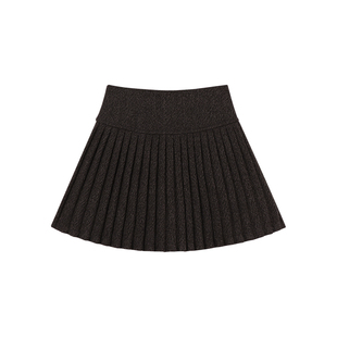 Amybaby女童裙子冬季2025新款高腰百搭呢子加厚保暖百褶半身裙