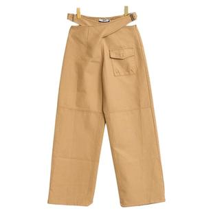 SJYP 春夏款女士交叉腰带拼接休闲裤西裤银泰百货精品 301596