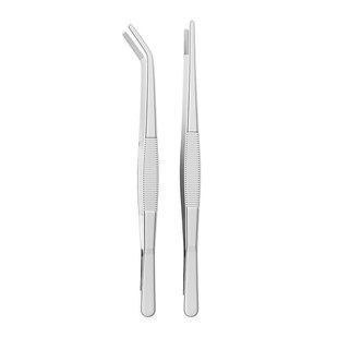 不锈钢镊子加长加厚大号取物夹子茶夹水草多肉工具带齿防滑维修用