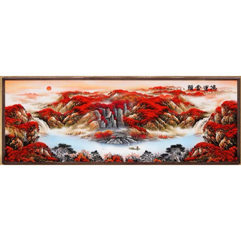 印花客厅办公室风景画十字绣