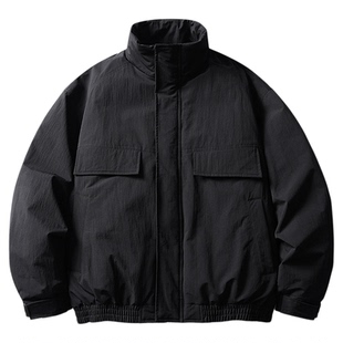 白鸭绒黑色立领羽绒服夹克男款2025新款冬季加厚保暖上衣轻薄外套