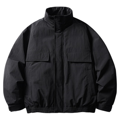 白鸭绒黑色立领羽绒服夹克男款2025新款冬季加厚保暖上衣轻薄外套