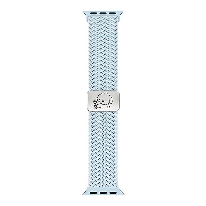 适用苹果S11手表S10表带iwatch9新款尼龙小狗applewatch8代编织7磁吸S7弹力SE腕带S6高级5男女款