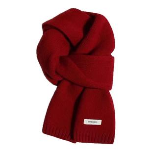 红色儿童围巾羊毛男童围脖冬天保暖女孩学生新年圣诞本命年小围巾