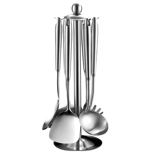 加厚304不锈钢炒菜铁铲子锅铲煎铲汤勺漏勺家用厨具套装全套一体