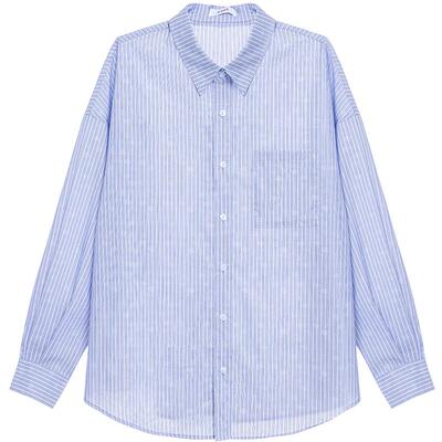 爱慕蔚蓝遐想睡衣女春夏棉质可外穿对襟家居上衣衬衫AM45C661