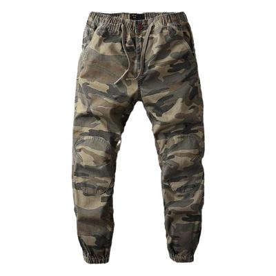 美式复古迷彩裤束脚裤补丁重磅潮