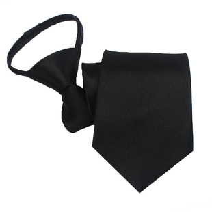 男女士窄手打领带免打结拉链式纯色红黑色商务正装职业新郎结婚礼