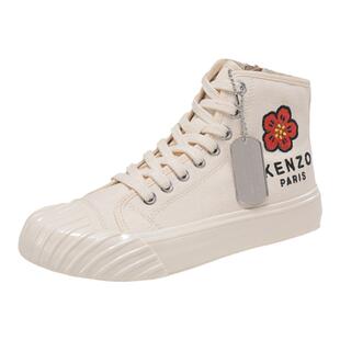 KENZO高田贤三 女士高帮运动鞋帆布鞋海棠花刺绣 2SN020 F73
