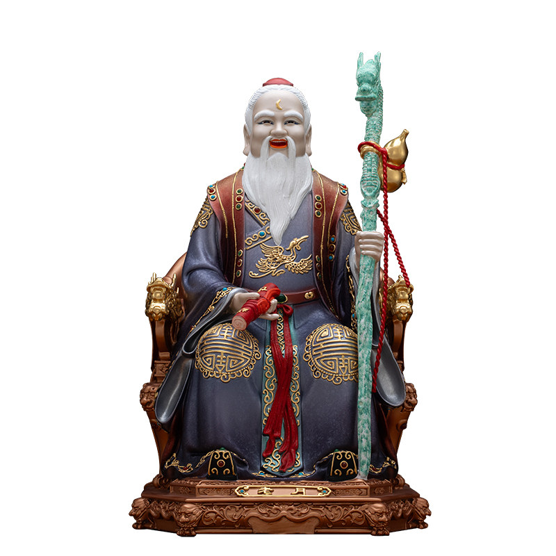 黄铜彩绘月老星君供奉摆件