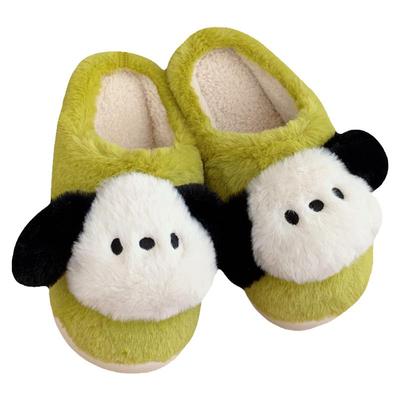 细细条可爱小狗情侣居家棉拖鞋