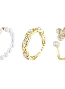 栀子花珍珠款戒指开口可调节