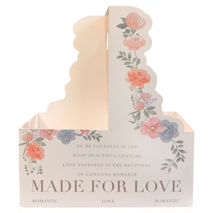 新款手提花盒母亲节奶茶花盒咖啡鲜花手提袋diy插花篮鲜花包装盒