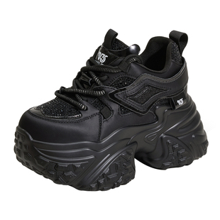 10cm内增高厚底老爹鞋女2025新款爆款秋冬季加绒真皮小个子运动鞋