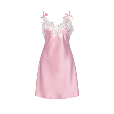法式甜美粉色轻奢蕾丝吊带睡裙