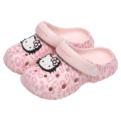 HelloKitty豹纹洞洞鞋女夏季外穿