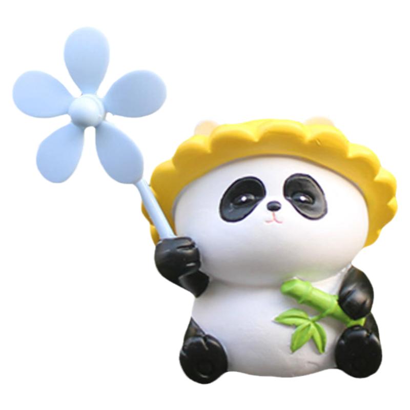 可爱竹子熊猫风车竹蜻蜓电瓶自行汽车载电动摩托装饰品送闺蜜礼物