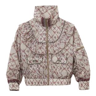 我爱露露LULUALWAYS夏季新款时尚休闲木耳边拉链外套女款