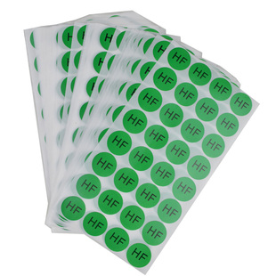 研码HF贴纸绿色环保物料标识铜版纸出货白色标签尾数无卤椭圆圆形合格rohs物料不干胶印刷定制