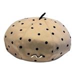 韩系波点贝雷帽子女秋冬季时尚百搭洋气优雅八角帽女百搭蓓蕾帽潮