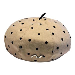 韩系波点贝雷帽子女秋冬季时尚百搭洋气优雅八角帽女百搭蓓蕾帽潮