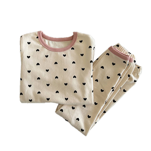 儿童A类纯棉保暖秋衣秋裤套装女童羊毛拉架家居服两件套宝宝睡衣