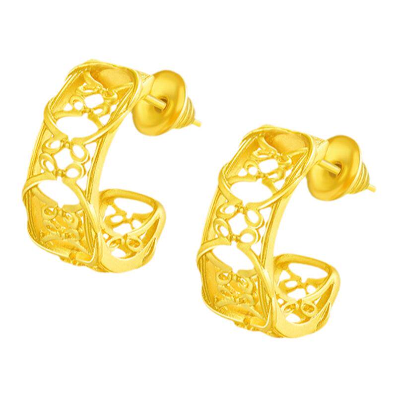justgold经典印记黄金耳钉