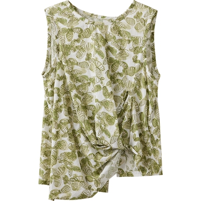 播商场同款无袖印花扭结衬衫女夏季新款漂亮上衣BDS2HD2613