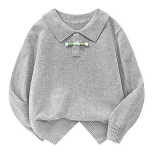 拉夏贝尔女童毛衣2024年秋季休闲衣服儿童毛线衣中大童纯棉针织衫